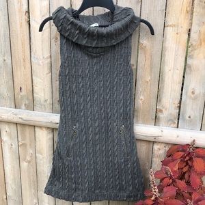 Gray Cowl neck cable sweater tunic dress top
